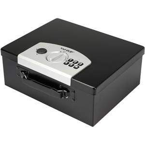 HMF - Cassaforte per documenti e denaro, chiavistello elettronico, 325 x 255 x 125 mm, nero