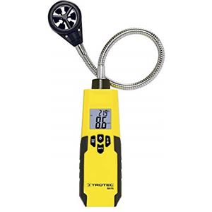 TROTEC Misuratore del vento BA16 - misuratore del vento, anemometro - campo di misura da 1 a 30 m/s, spegnimento automatico, funzione di mantenimento del valore misurato