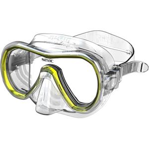 SEAC Giglio, Maschera Snorkeling e Immersione Subacquea Adulto Monolente, Taglia Regolare, Trasparente/Giallo
