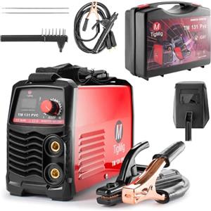 TIGMIG Saldatrice Inverter MMA (Elettrodo), Modello TM 131 PVC, 130 Amp, Tecnologia IGBT, Con Accessori Inclusi in Valigetta in PVC per Trasporto