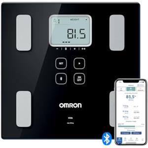 OMRON VIVA Bilancia smart e misuratore della composizione corporea Bluetooth con calcolo di grasso corporeo, peso, grasso viscerale, muscolatura scheletrica, metabolismo basale e BMI