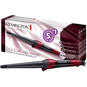 Remington Ferro arricciacapelli - Forma di cono 13-25 mm - Silk Digital: rivestimento in ceramica con proteine della seta, Display LCD 120-220°C, ricci naturali, riccioli a spirale e onde, CI96W1