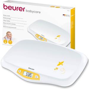 Beurer BY 80 Bilancia Pesaneonati, Funzione Fermo-Pesata Automatica o Manuale per Maggiore Precisione, Display grande, Superficie di Appoggio Curva, Piedini antiscivolo, colore Bianco