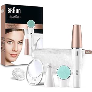 Procter & Gamble Braun Face Spa, Epilatore Viso Donna, Accessori Inclusi, Specchio e Pochette, Rivitalizza il Viso, Depilatore Donna Idea Regalo, Festa della Donna, 851V Bianco