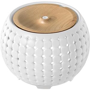 Ellia Homedics Ellia, Diffusore di Aromi e Oli Essenziali ad Ultrasuoni, Profumatore per Ambienti in Ceramica e Legno, Umidificatore Ambiente, Diffusore Ambiente con Luci Ambientali, Crema