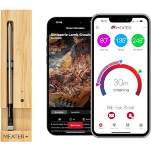 MEATER Plus | Termometro Bluetooth Fino a 50 Metri a Sonda Senza Fili Per Forno, Grigliate, Barbecue. App in Italiano Compatibile con iPhone, Android, iPad e Tablet