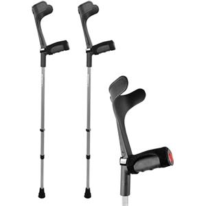 KMINA Stampelle Ortopediche Regolabili (x2 Unità), Coppia Canadesi, Antiscivolo, Adulto Nere - Made in Europe