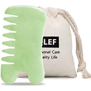 EQLEF Jade Gua Sha Raschiatura dei massaggi Strumento fatto a mano Jade Guasha Board, Strumenti per SPA Terapia di agopuntura Trigger Point Treatment on Face Braccio del piede Piccolo (pettine)