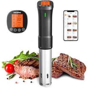 INKBIRD WiFi Sous Vide Roner - 1000W Roner Professionale | 0°C~90°C Cottura Bassa Temperatura con Ricette APP | Allarme Temperatura Raggiunti e Timer | 3D Riscaldamento Uniforme, Silenzioso (ISV-200W)