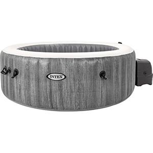 Intex 28442EX - PureSpa Vasca Idromassaggio Gonfiabile Greywood Deluxe, 6 posti, 170 Getti, Riscaldatore, PVC, Grigio, 216x71 cm