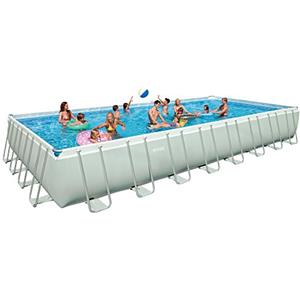 Intex 28372 - Piscina Rettangolare, pompa di filtraggio a sabbia, Blu/Grigio, 975 x 488 x 132 cm