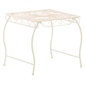 CLP Tavolino In Ferro Zarina Decorativo I Tavolino Caffè Interno Esterno I Tavolino Giardino Stile Rustico 50x45CM, Colore:bianco