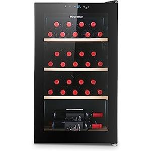 Hisense RW30D4AJ0 - Cantina Vino 32 Bottiglie, Capacità 110 L, 39dBl, Nero, 49 x 48.9 x 84.4 cm, Anno 2018