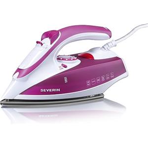 SEVERIN BA 3243 Ferro da stiro a vapore e a secco 2400W con getto fino a 70g/min, serbatoio da 200 ml, Ferro a secco autopulente, Ferro a vapore con piastra in ceramica, Bianco/viola