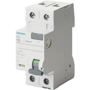 Siemens 5Sv.Class Un interruttore differenziale, 2 poli, 40.a, 30.MA, 70.MM