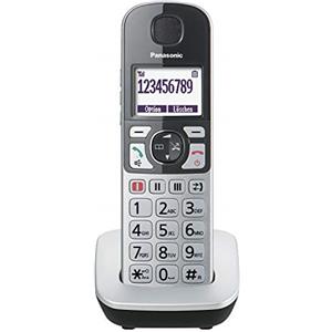Panasonic KX-TGQ500GS Senior Phone (telefono cordless IP DECT (cordless) con pulsanti grandi, pulsante di emergenza, telefono ritirato per apparecchi acustici) argento