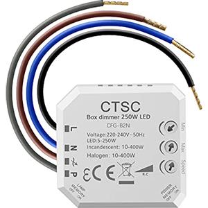 CTSC Dimmer per led 220v - Trailing edge dimmer - dimmer led 220v - Relè dimmer per led - silenzioso, regolatore di intensità adatto a LED regolabili, lampada ad incandescenza alogena (B2N)