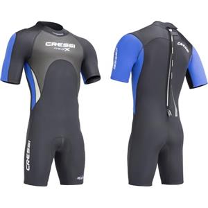 Cressi Med X Man, Muta Shorty in Neoprene Bifoderato 2.5 mm High Stretch Uomo, Nero/Blu/Silver, L/4