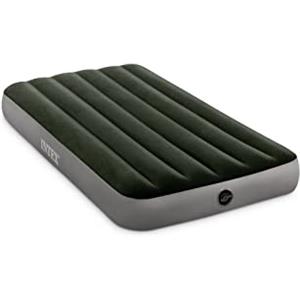 Intex 64777 - Materasso Gonfiabile Prestige Downy Singolo con Pompa a Batteria, PVC, Verde, 99x191x25 cm