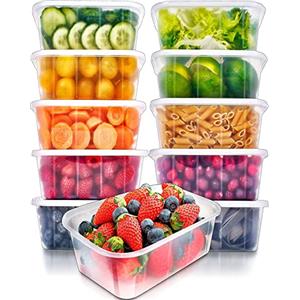 KAHEIGN 25 Pezzi Contenitori per Alimenti, 1000ml Riutilizzabile Scatole di Plastica per Preparazione dei Pasti Senza BPA per Gastronomia, a Tenuta Stagna con Coperchi Ermetici