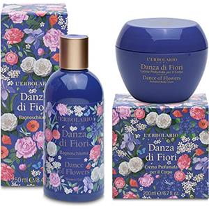 Natsabe Erbolario - Confezione Regalo DANZA DI FIORI CORPO - Bagnoschiuma da 250 ml + Crema Corpo da 200 ml + in OMAGGIO 2 Tisane Funzionali Viropa