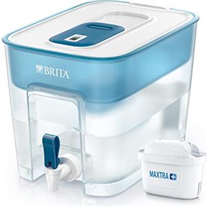 BRITA Dispenser Filtrante Flow per acqua, Blu (8.2l) - incl. 1 Filtro MAXTRA+ per la riduzione di cloro, calcare e impurità / 30.2 x 21.4 x 22