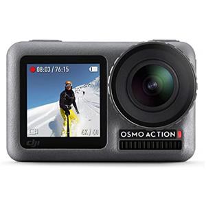 DJI Osmo Action Cam, Camera Digitale con Doppio Display, Fino a 11 m, Resistente all'Acqua, Foto e Video in 4K HDR, 12MP, 145° Camera Angolare, Nero