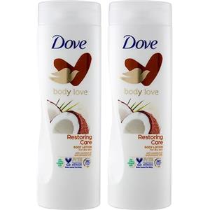 Dove Body Love Restoring Care Crema Corpo Idratante e Nutriente per Pelli Secche con Olio di Cocco e Latte di Mandorla Nutrimento Profondo - 2 Flaconi da 400ml