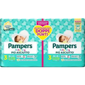 Pampers Baby Dry Duo - Pannolini Midi 4-9 kg, 40 Pezzi, Super Assorbenti
