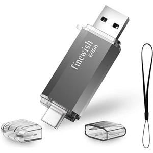 Geweo Chiavetta USB Tipo C 64 GB, 2 in 1 Type C Pennetta 64 giga USB C Pen Drive 64GB USB C Flash Drive 64GBper PC/New MacBook/Tablet/Smartphone Huawei, Samsung, Xiaomi,(Grigio)