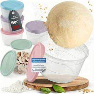RoyalFay Piccolo set da 6 scatole impilabili per pizza con coperchio, contenitore per ingredienti di qualità alimentare per balle di pizza - Made in EU (colorato)
