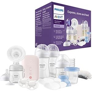 Philips Avent Breastfeeding Gift Set, tiralatte elettrico singolo di qualità ospedaliera, biberon, ciucci e tanto altro, ispirato alle necessità del bambino, utile ed efficace per la mamma, SCD340/31