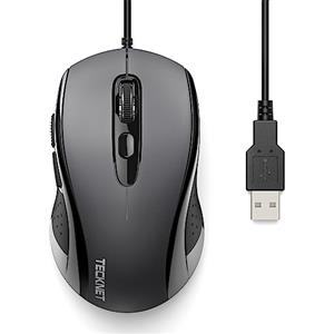 TECKNET Mouse con Filo, 6400 DPI Ottico Wired Mouse USB, 6 Pulsanti & 1.5M Cavo, Ergonomico Mouse Cablato per PC, Laptop, Portatile, Ufficio