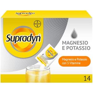 Supradyn Magnesio e Potassio Integratore Multivitaminico con Vitamine B, Vitamina C e Sali Minerali per Stanchezza, Caldo e Sport, 14 Bustine Effervescenti Senza Zucchero, Gusto Arancia