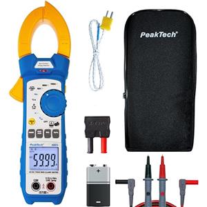 Peaktech P 1665 - Pinza Amperometrica Effettiva 1000A Ac/Dc con Luce LED, 6000 Conteggi, Multimetro Digitale, Tüv/Gs, Pinza Amperometrica, Voltmetro, Amperometro, Tester di Continuità - Max. 600 V