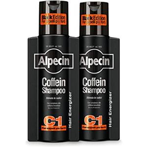 Alpecin Caffeine Shampoo C1 Black Edition 2 x 250ml | Shampoo naturale crescita dei capelli uomo | Anticaduta uomo