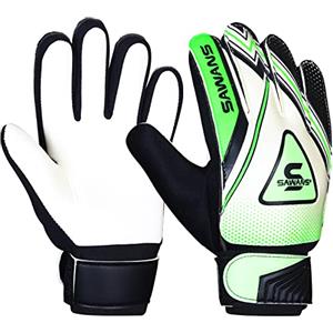 SAWANS Guanti da portiere da calcio Ragazzi Bambini Bambini Giovani adulti Protezione da portiere di calcio Guanti da portiere Supporto per le (Nero/Verde, Taglia 2 adatta per bambini dai 4 ai 5 anni)