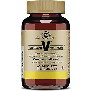 Solgar SUPPLEMENT VM‑2000 60 TAVOLETTE - Multivitaminico/minerale per adulti con minerali chelati, 60 tavolette