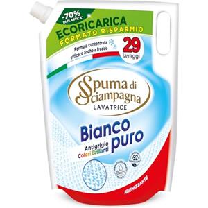 Spuma di Sciampagna - Detersivo Lavatrice Concetrato, Sapone di Marsiglia, Formula Concentrata Efficace Anche a Freddo, Igienizzante con 93% di Ingredienti Biodegradabili - 1305 ml, 29 Lavaggi