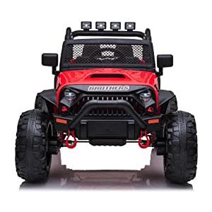 TOYSCAR Macchina Elettrica Per Bambini 2 Posti 24V Fuoristrada Big Adventure Auto Elettrica Per Bambini Telecomandata Sedile In Pelle Porte Apribili Doppio Motore Elettrico Carico 35 Kg TOYSCAR Rossa