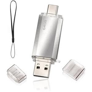 lUCKGOOD886 Chiavetta USB 2 in1 64 GB, Type C Pendrive 64GB USB C Flash Drive 64 Giga 2-in-1 OTG Penna USB 64 GB per PC/Tablet/Laptop/Smartphone con Tipo C, Xiaomi/Oneplus/Huawei (Silver)