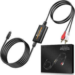 Neoteck Convertitore da Ottico a RCA 192 kHz DAC Convertitore 7ft/2.1m Cavo da SPDIF a L/R RCA 3,5 mm Adattatore da SPDIF a RCA con Chip Amplificatore Audio per HD DVD Set-top Box Uscita Maschio