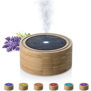 medisana | AD 625 | Diffusore d'aromi | Bambù | Fresco per ambienti | Deodorante aria | Lampada profumata con timer | Fragranza ambiente elettrico | Oli essenziali | Luce wellness in 6 colori | 100 ml
