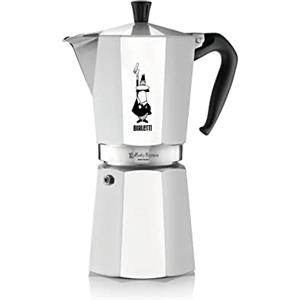Bialetti Caffettiera Moka Express 18 Tazze, Manico anti scottatura, Non adatta a induzione, 18 Tazze (800 ml), Alluminio