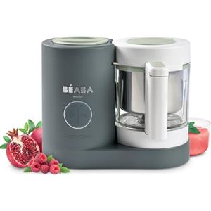 BÉABA - Babycook Néo, Cuocipappa Omogeneizzatore, Cottura a Vapore Delicata, Robot per Pappe 6 in 1, Neonato e Bambino, Bicchiere in Vetro e Cestello in Acciaio Inox, Grigio minerale