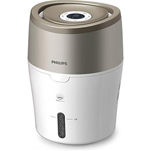 Versuni Philips HU4803/01 Umidificatore d'Aria, Tecnologia NanoCloud, Evaporazione Naturale, 2 L, 220 ml/h, Per stanze fino a 25 m², Metallico/Bianco