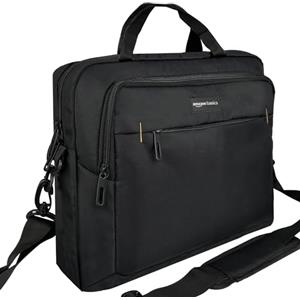 Amazon Basics Borsa compatta a tracolla per laptop con tasche portaoggetti per accessori, custodia da trasporto, 14 pollici - 35,6 cm, 1 unità, confezione da 1, Nero