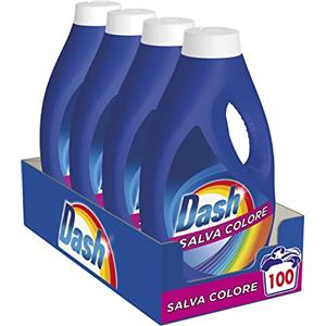 Dash Detersivo Lavatrice Liquido, 100 Lavaggi (4 x 25), Specifico per Capi Colorati, Maxi Formato, Pulizia Profonda per Tutti i Capi