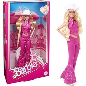 Barbie The Movie - Margot Robbie, bambola del film collezione con abito western rosa e cappello da cowboy, giocattolo per bambini, 3+ anni, HPK00