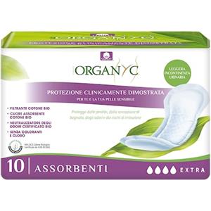 Organyc - Assorbenti per Perdite Urinarie in Cotone Certificato 100% Biologico - Super assorbenti, 1 Confezione da 10 Unità
